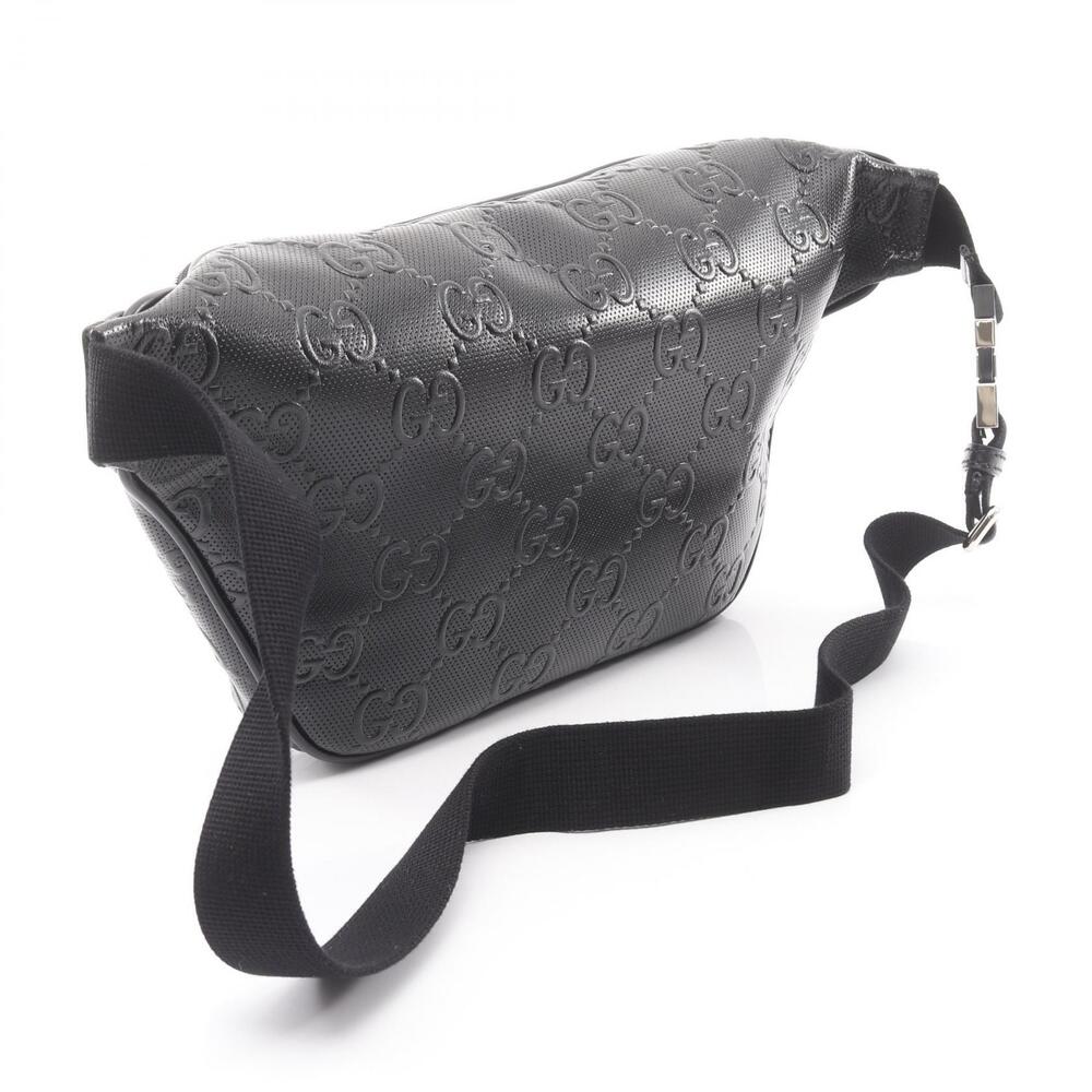 Gucci GG Embossed Waist Bag Body Bum Crossbody Belt Leather Black